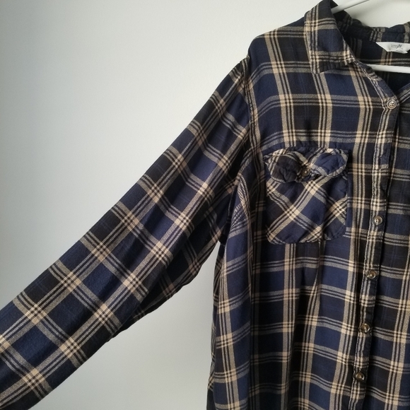 Terra & Sky Soft Button down Flannel Shirt Autumn Tartan/Navy Size 2X - Picture 7 of 13